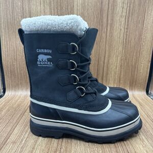 Sorel Caribou Waterproof Winter Boots in Black and White